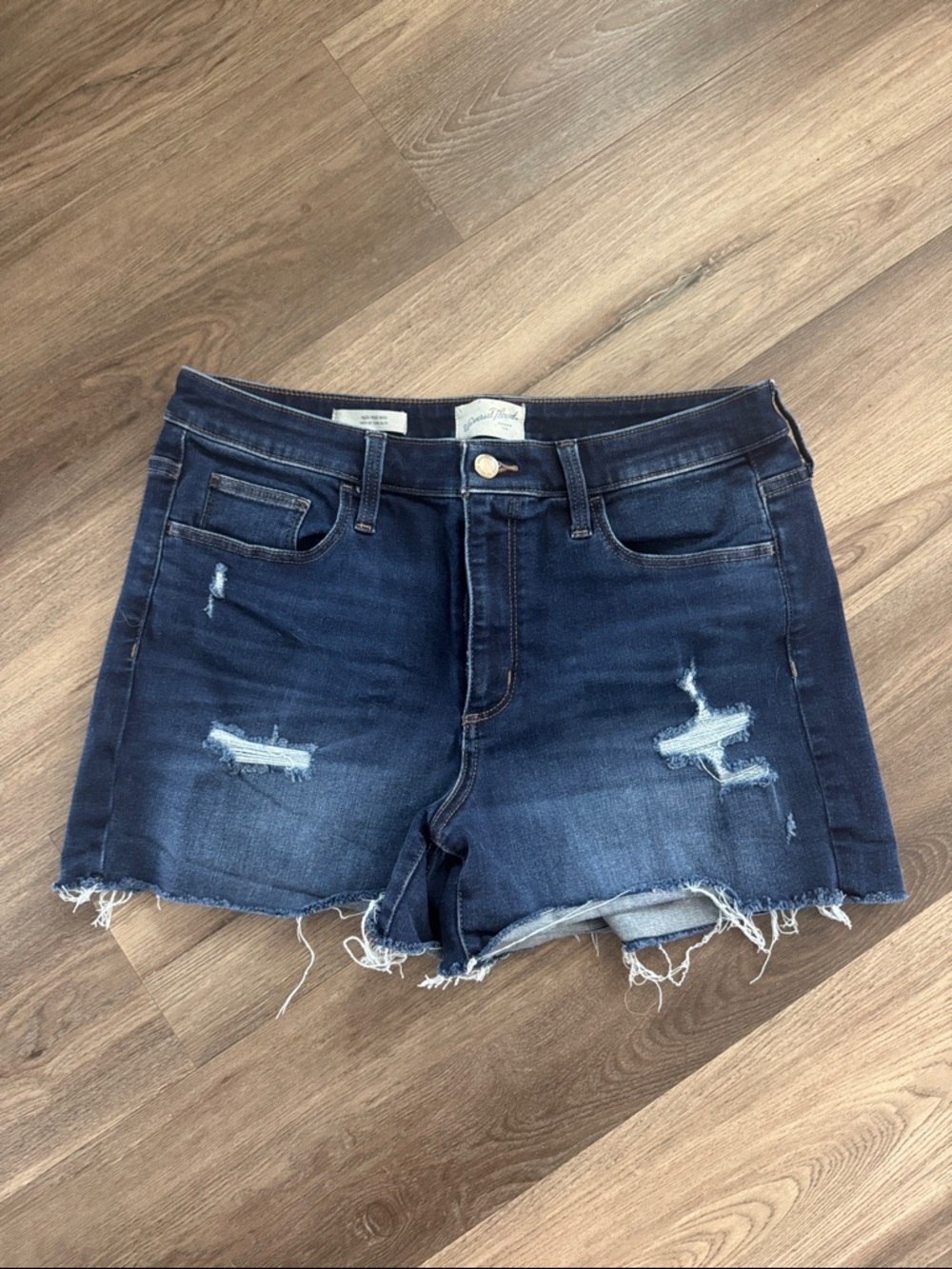 Universal Thread Dark Blue Distressed Denim Shorts